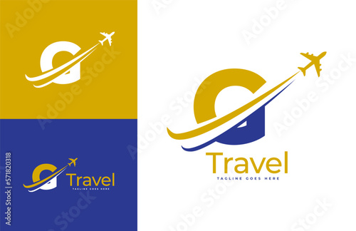 Letter G Air Travel Logo Design Template. Icon Travel, logistics, shipping, tours etc