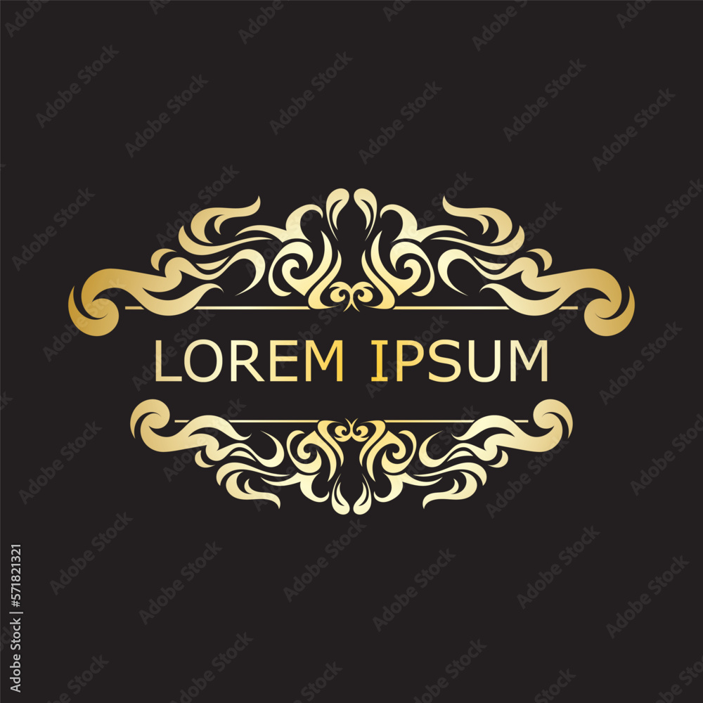 Gold luxury floral vintage monogram decorative logo template