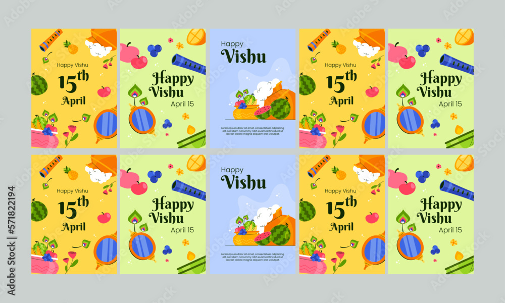 happy vishu day social media stories vector flat design