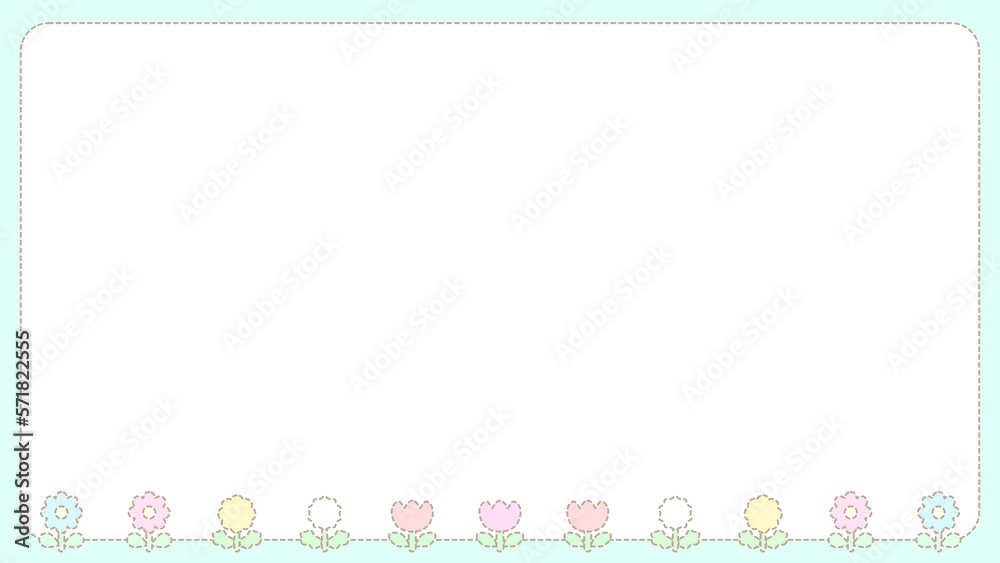 レトロな破線のお花フレーム★PNG レトロな破線のお花フレーム★PNG