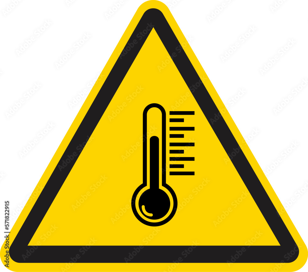 High temperature warning sign. Vector illustration. High temperature warning sign. Vector illustration.