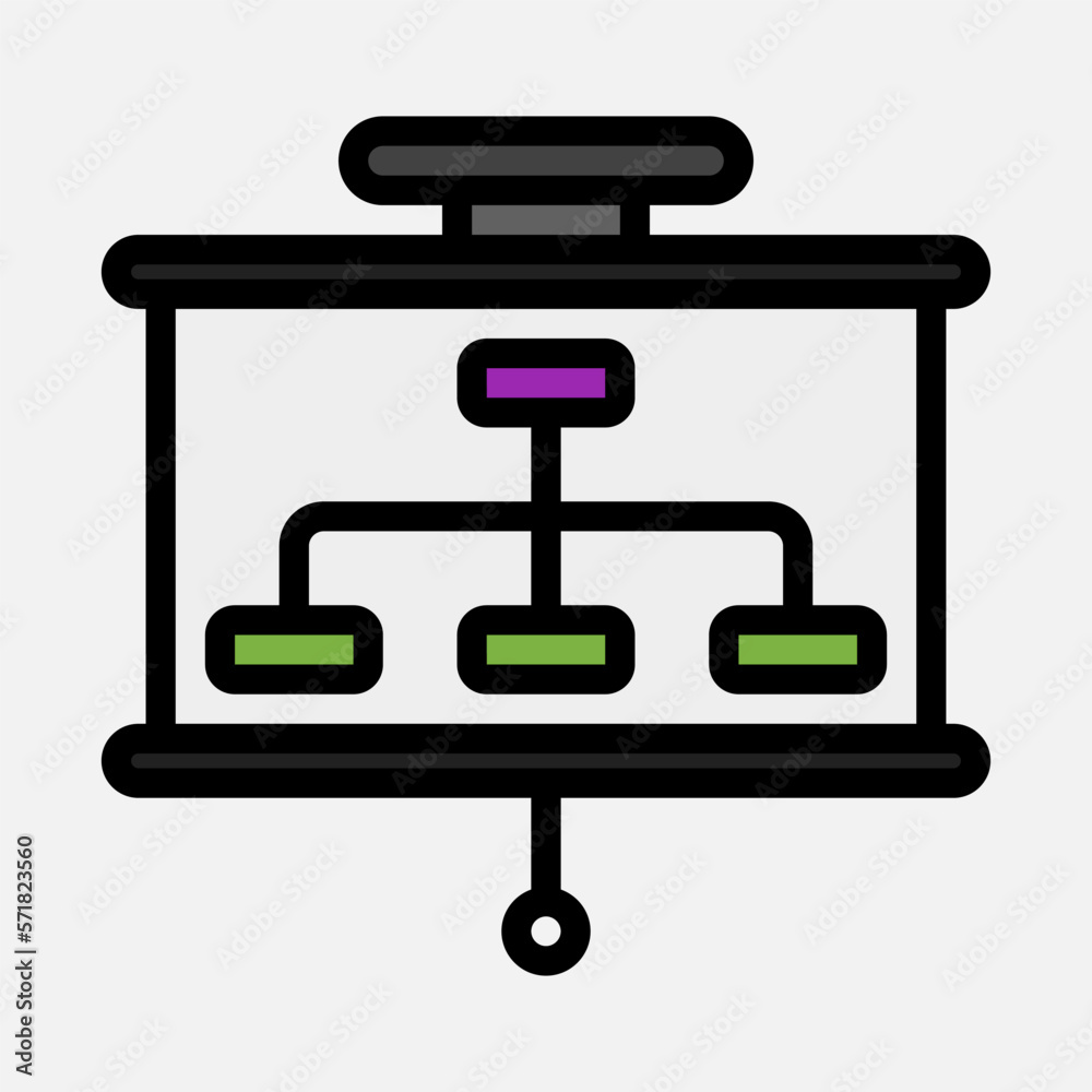 Flowchart presentation icon in filled line style, use for website mobile app presentation Flowchart presentation icon in filled line style, use for website mobile app presentation
