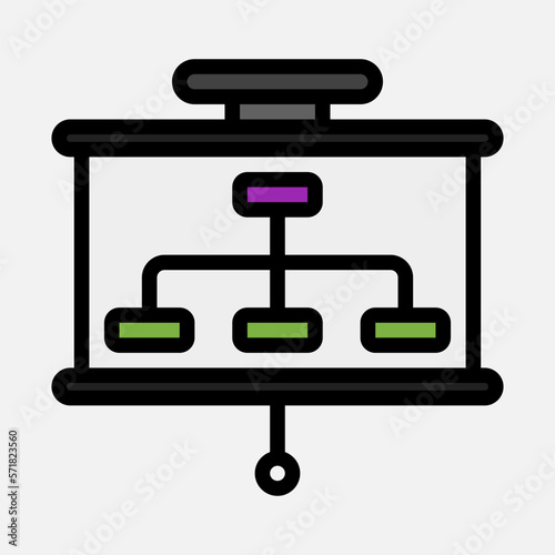 Flowchart presentation icon in filled line style, use for website mobile app presentation