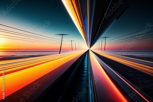 Futuristic timelines vertical, electric chain, abstract, top-down - AI 