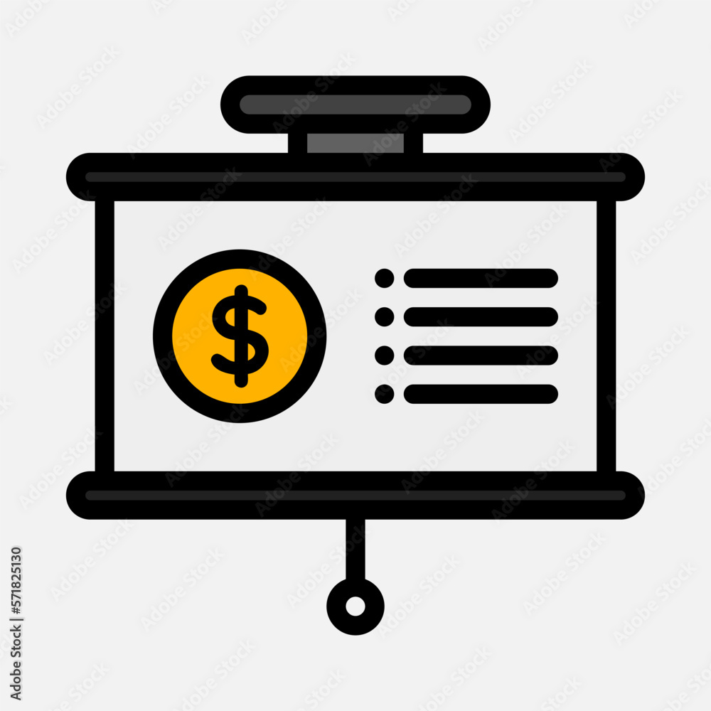 Financial presentation icon in filled line style, use for website mobile app presentation Financial presentation icon in filled line style, use for website mobile app presentation