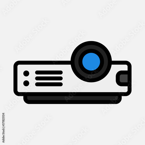 Projector presentation icon in filled line style, use for website mobile app presentation