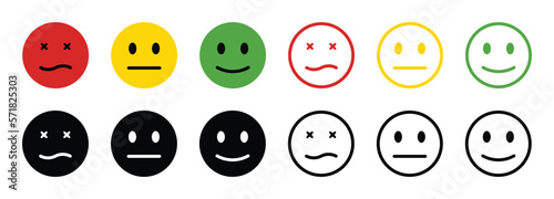 Emoticons emoji faces collection. Emoji icons for rate.Vector illustration.