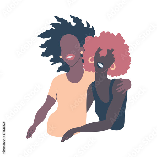Black women hugging and smiling.