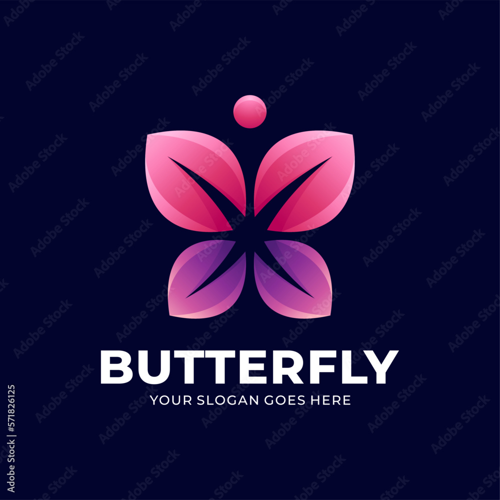 Butterfly nature leaf fly animal simple logo icon vector image