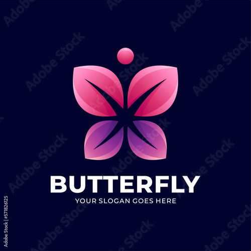 Butterfly nature leaf fly animal simple logo icon vector image