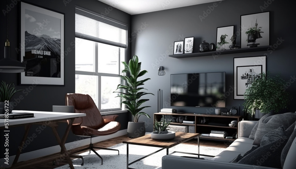 modern and minimalistic living room. Generative AI modern and minimalistic living room. Generative AI