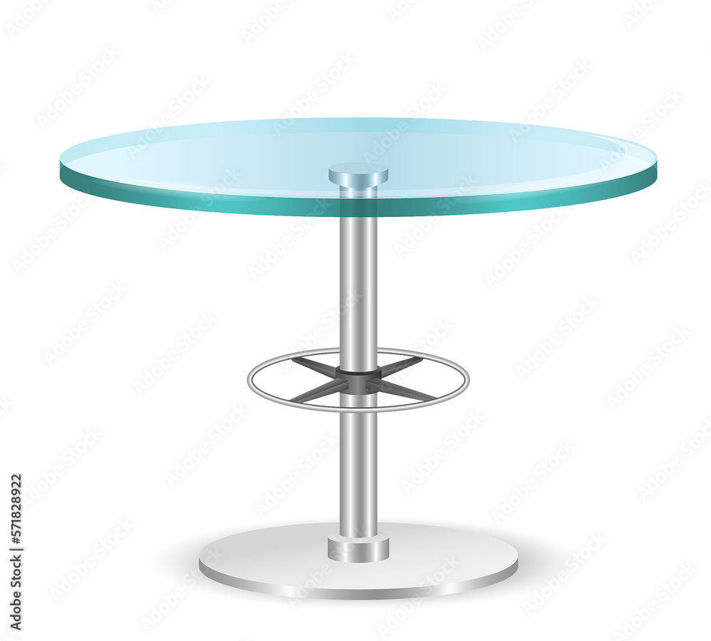 modern glass round dining table isolated on white background 3D illustration modern glass round dining table isolated on white background 3D illustration