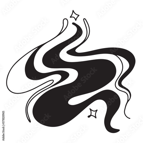 Hand drawn abstract surreal fluid, designed in doodle line style, isolated vector illustration