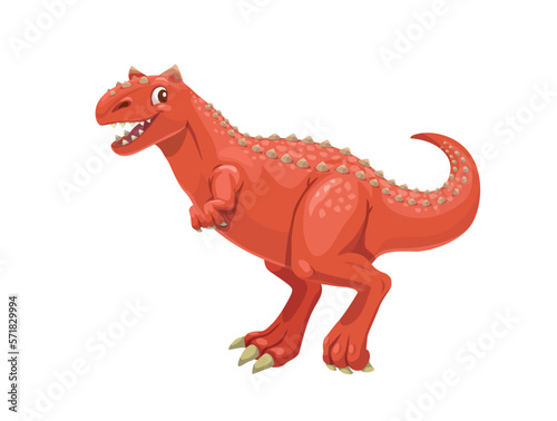 Cartoon carnotaurus dinosaur character, vector
