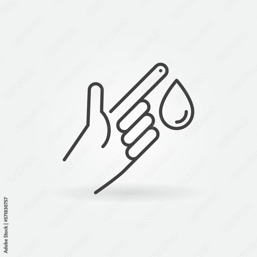 Finger with Blood Drop vector Diabetes Diagnostics concept line icon Finger with Blood Drop vector Diabetes Diagnostics concept line icon