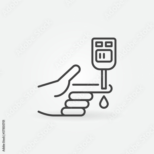 Blood Sugar Test vector Glucose Meter concept line icon or symbol
