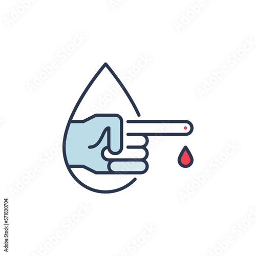 Blood Test from Finger vector concept colored icon or logo