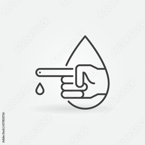 Finger Blood Test vector Drop concept linear icon or sign photo