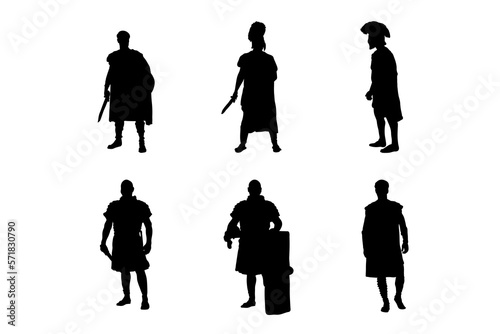 Set of silhouettes of ancient Rome costume vector design