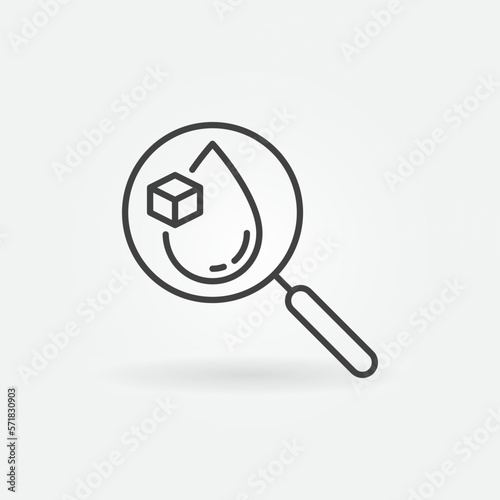 Magnifier and Blood with Glucose vector Diabetic concept linear icon