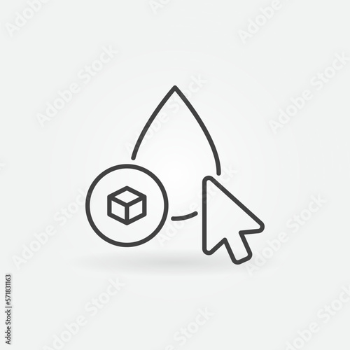 Mouse Cursor on Blood Drop with Sugar vector concept outline icon