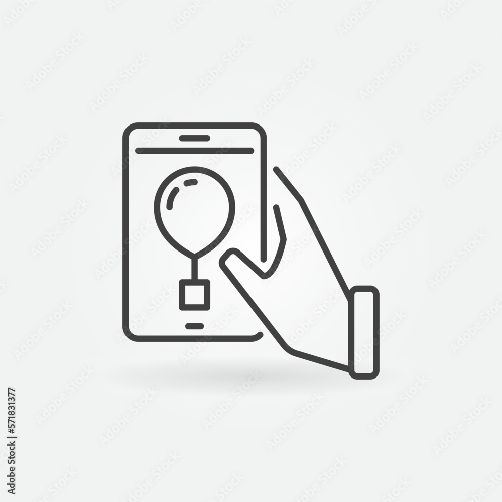 Smartphone with Radiosonde or Weather Balloon App vector outline icon Smartphone with Radiosonde or Weather Balloon App vector outline icon