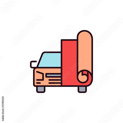 Vehicle Vinyl Wrap vector Autobody Detailing concept colored icon
