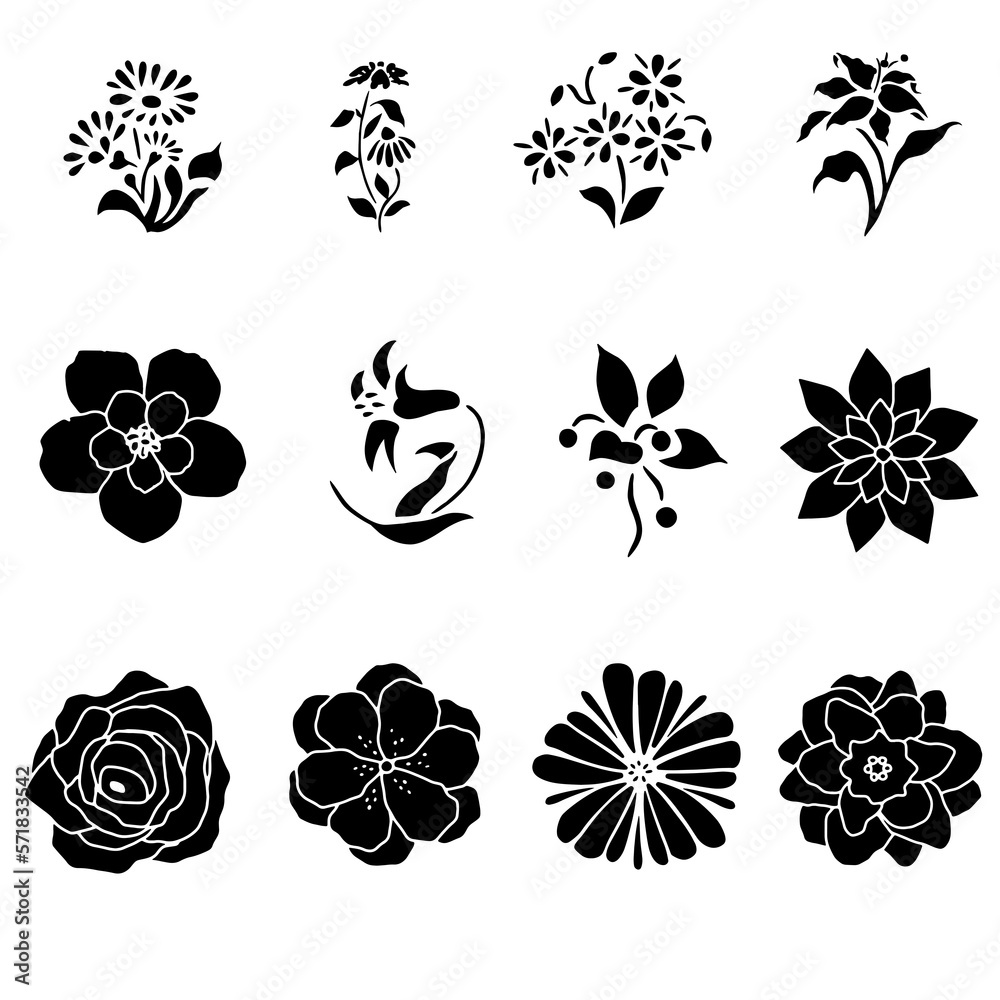 Flower icon photos. Illustration, graphic, white background, web, button.