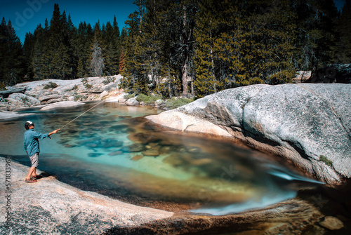 fly fishing on Lyell Fork Ca.