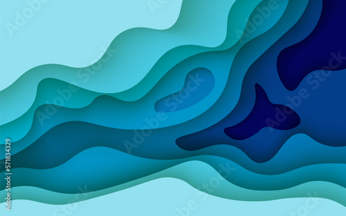 multi colored abstract blue wavy papercut overlap layers background. eps10 vector