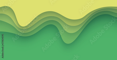 multi colored abstract green wavy papercut overlap layers background. eps10 vector
