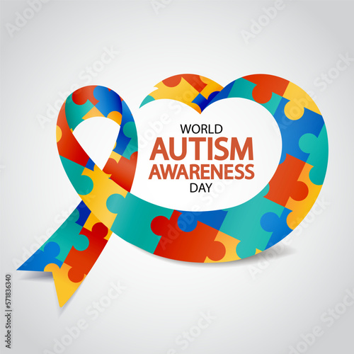 Vector Illustration of World autism awareness day. Ribbon.
