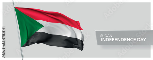 Free Download Sudan happy independence day greeting card, banner vector illustration - GFXLoad