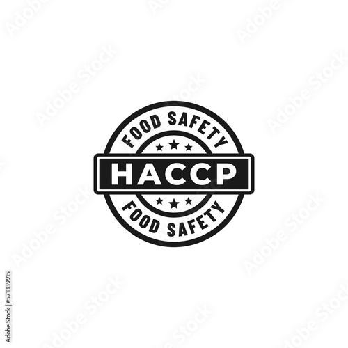 Simple HACCP Food Safety Icon or HACCP Food Safety Label Vector Isolated on White Background. HACCP Label vector. HACCP Stamp for design about food safety system. Hazard Analysis Critical Control Poin