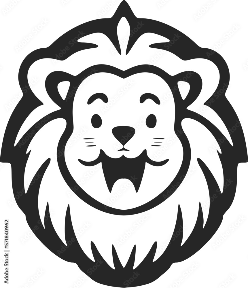 Chic black and white cute lion logo. Good for brands.