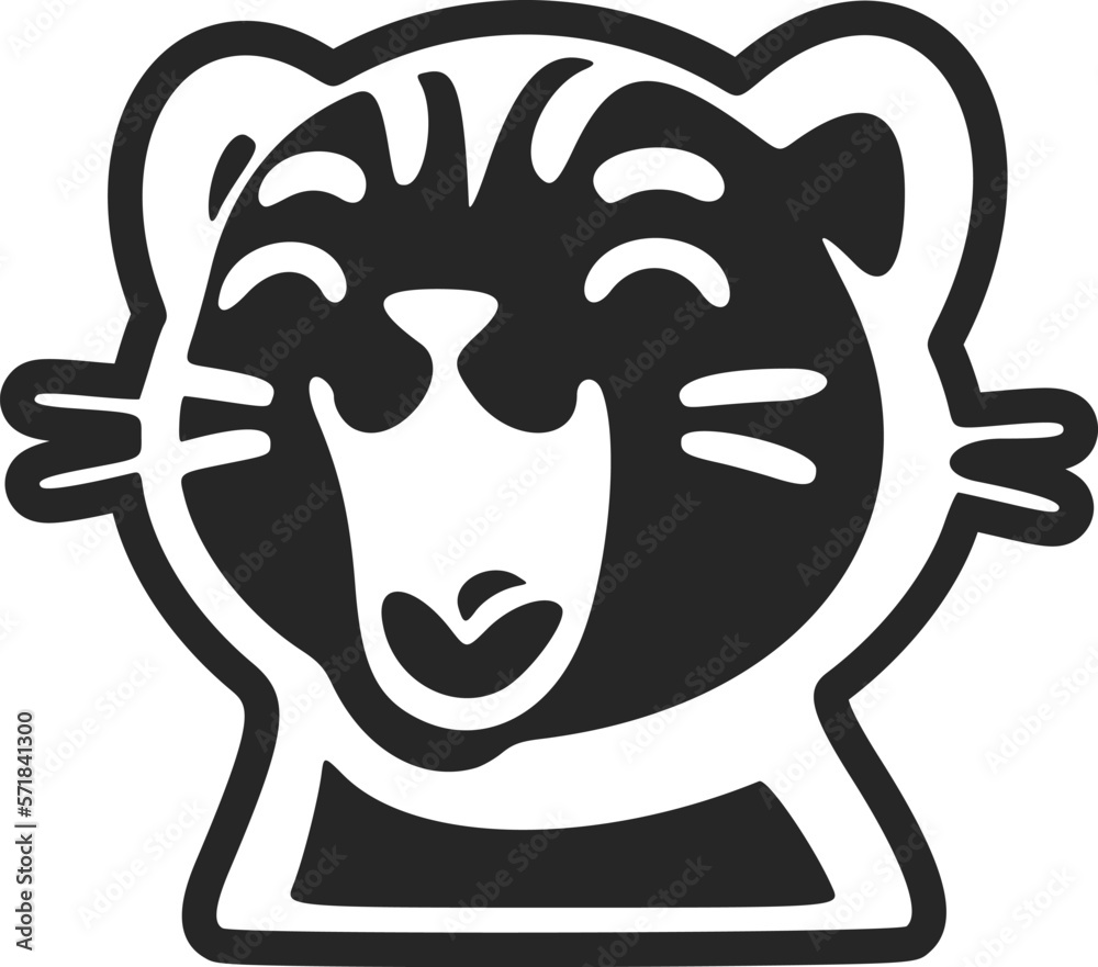 Trendy black and white cute tiger logo. Good for business and brands.