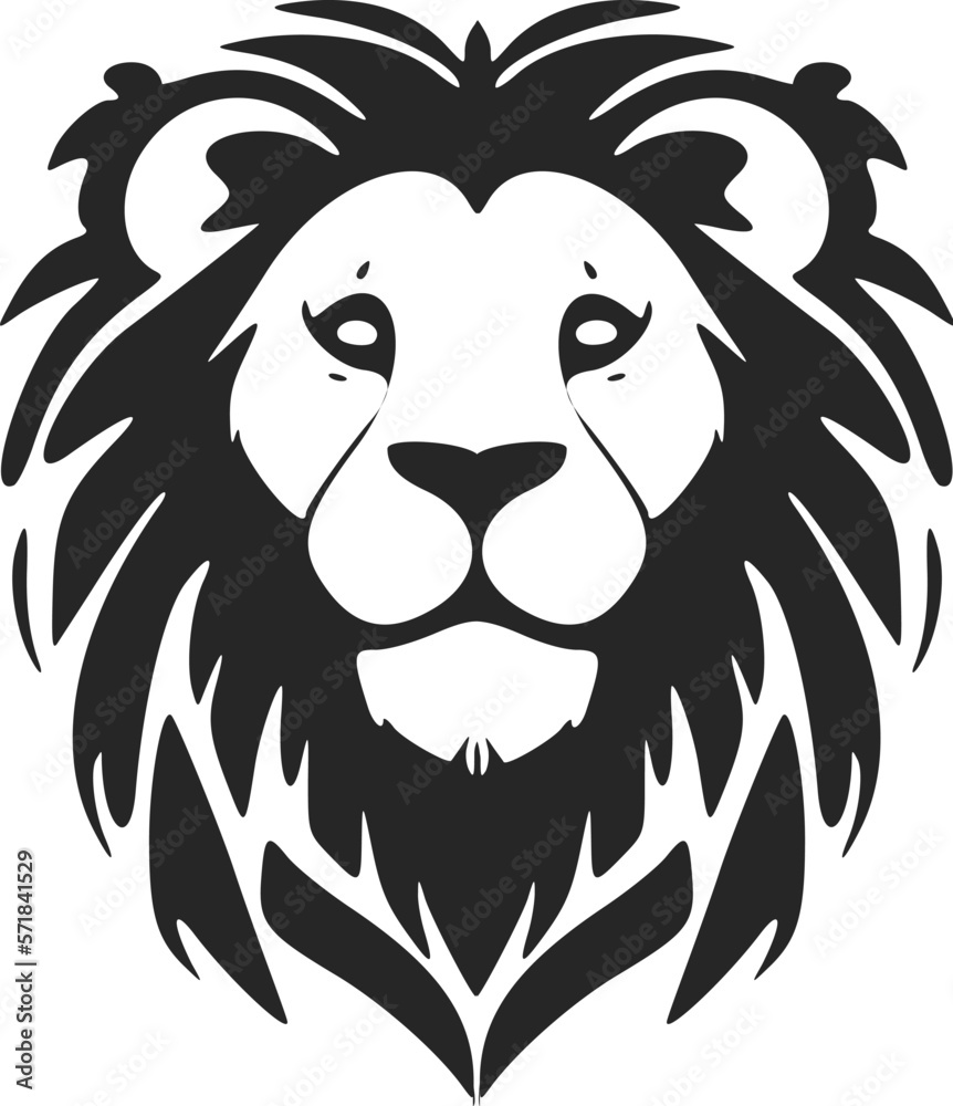 Trendy black and white cute lion logo. Good for brands.