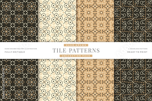 hand drawn vintage tile patterns collection 6