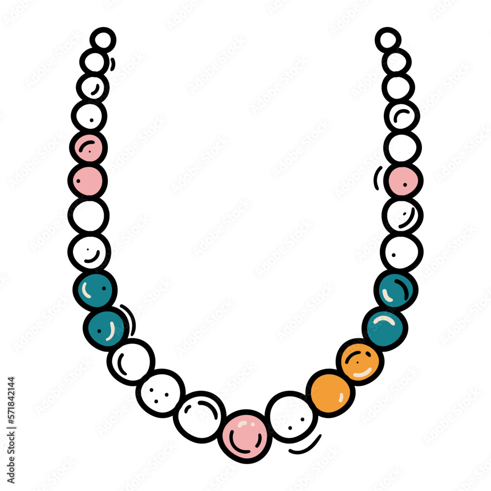 Obraz premium Doodle necklace. Hand drawn beads isolated on white background. Woman neck decoration