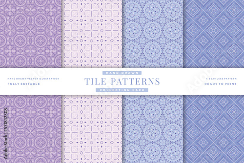 hand drawn vintage tile patterns collection 9