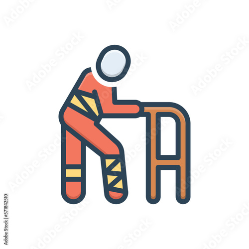Color illustration icon for injured