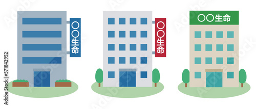 生命保険会社のイラストセット