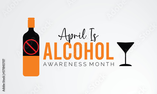  Vector illustration on the theme of Alcohol awareness month observed on April 1st to 30th. Template for background, banner, card, poster with text inscription.