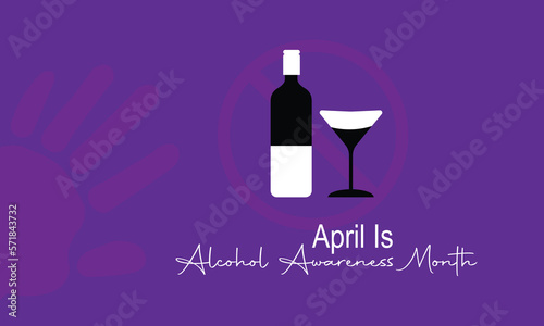  Vector illustration on the theme of Alcohol awareness month observed on April 1st to 30th. Template for background, banner, card, poster with text inscription.