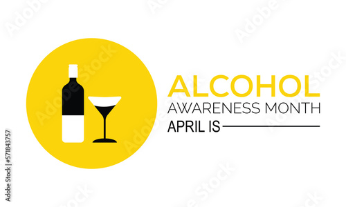  Vector illustration on the theme of Alcohol awareness month observed on April 1st to 30th. Template for background, banner, card, poster with text inscription.