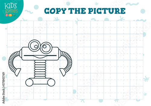 Copy picture vector illustration. Coloring game for preschool and school kids