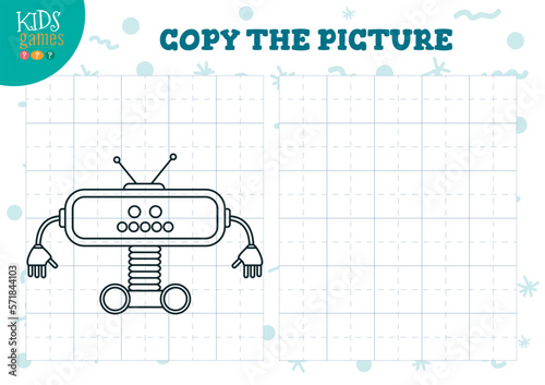 Copy picture vector illustration.Coloring game for preschool and school kids