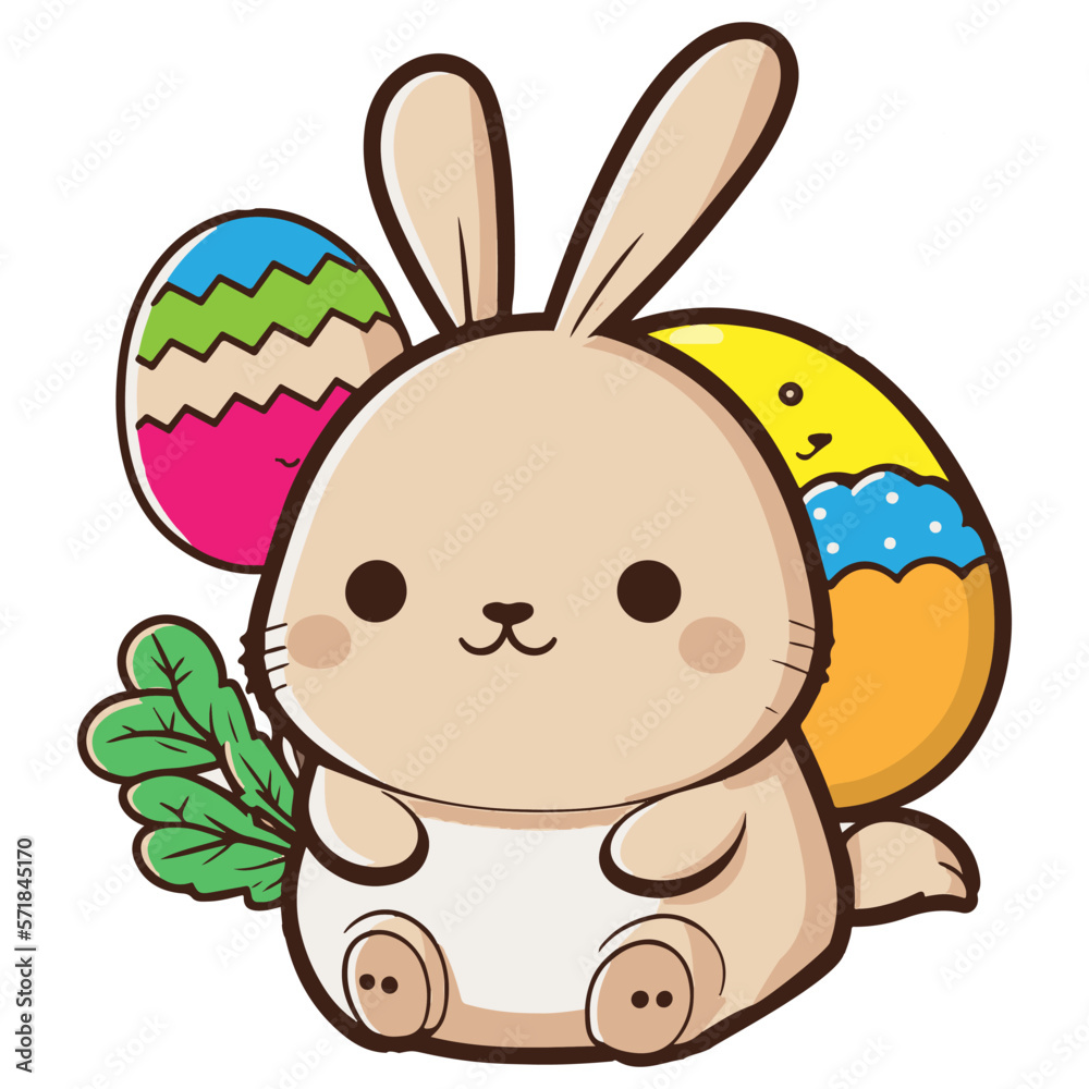 Easter day design with cute bunny and eggs Easter day design with cute bunny and eggs