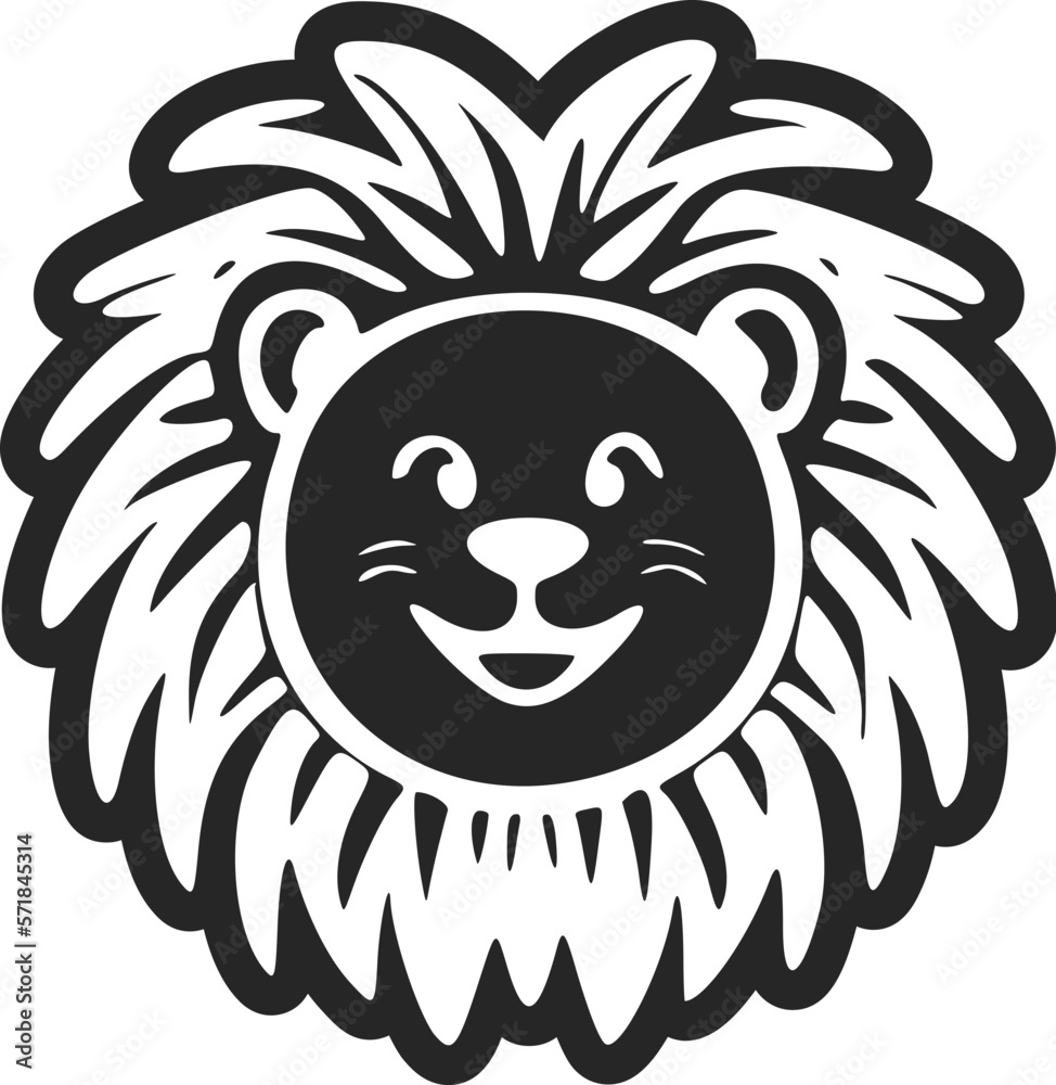 Beautiful black and white cute lion logo. Good for brands.