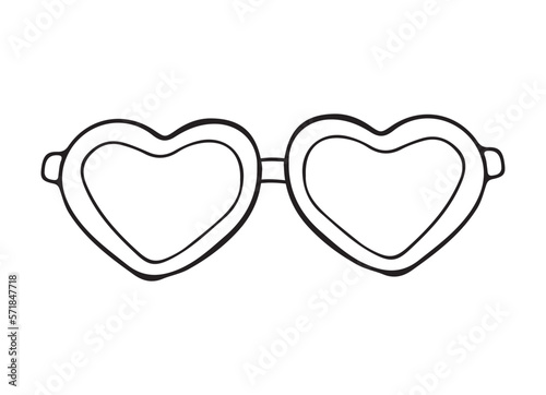 eyes sunglasses hearts in retro style. Fashion summer sun glasses. Stylish women accessory. Trendy eyewear. Cartoon sticker. Isolated white background. clipart. vector illustration